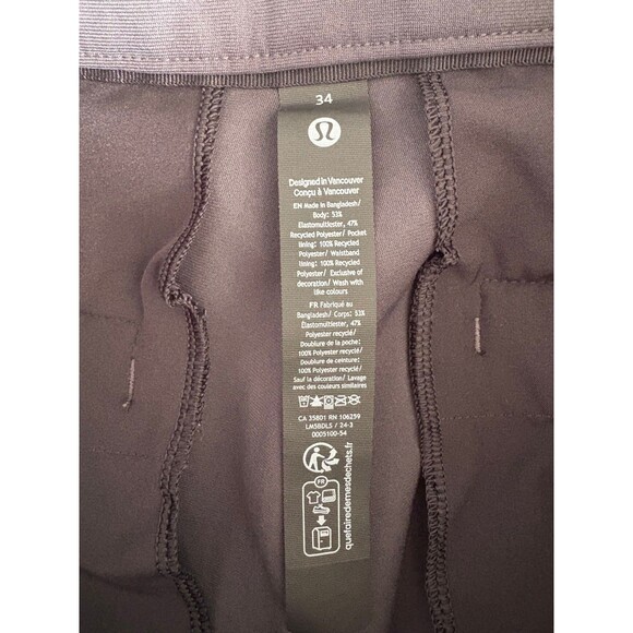 Lululemon Men's Chino Dress Pants Size 34 Charcoal Gray EUC - Picture 8 of 9